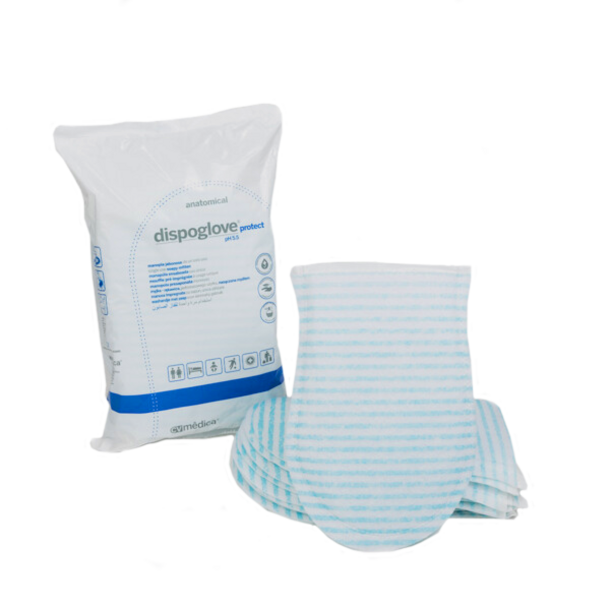 Gant de toilette impregnes avec lotion lavante savonneuse M02