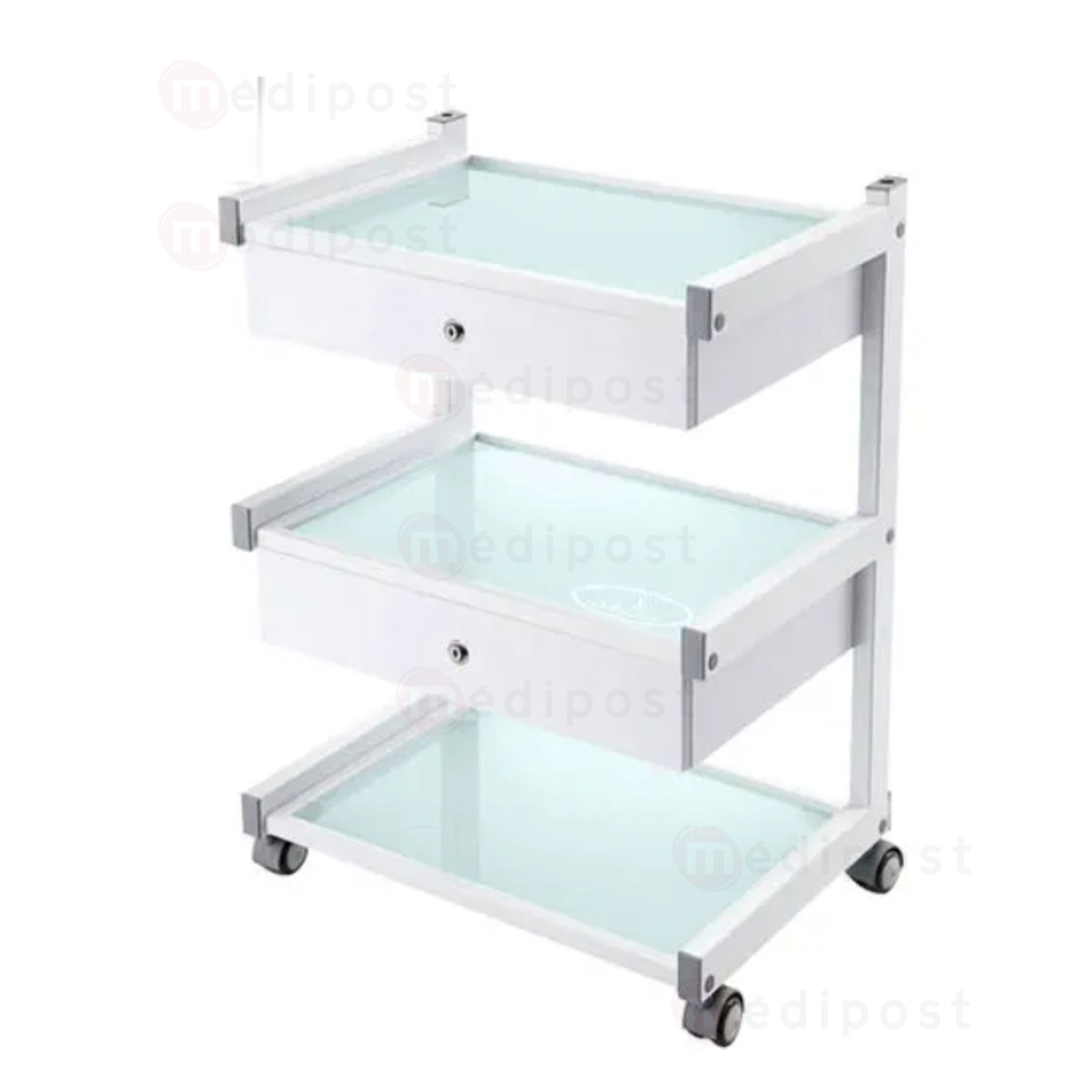 GUE358 Gueridon Aria 3 plateaux flottants en verre serie Mobipost M02