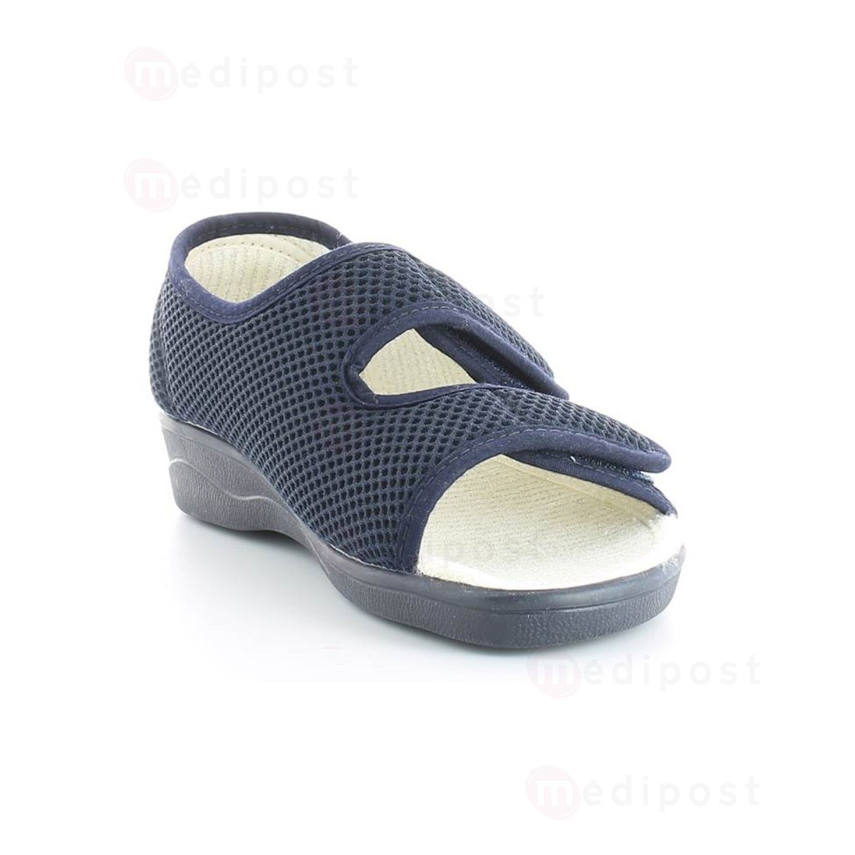 0213BL39 Sandales Diane 213 ouvertes 2 velcros Bleu M03
