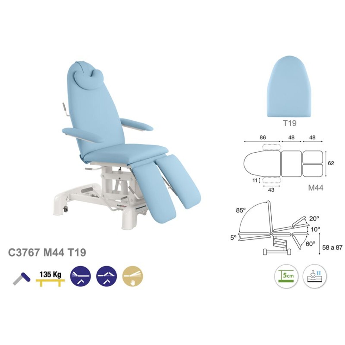 ASCC67 C3567C3568C4367C4368 Fauteuil de pedicure T19 62x188 serie C67 M05