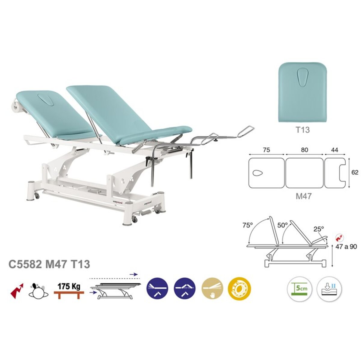 ASCC82 C5982C7982C5582C7582 Fauteuil gynecologique T13 62x200 serie C82 M02
