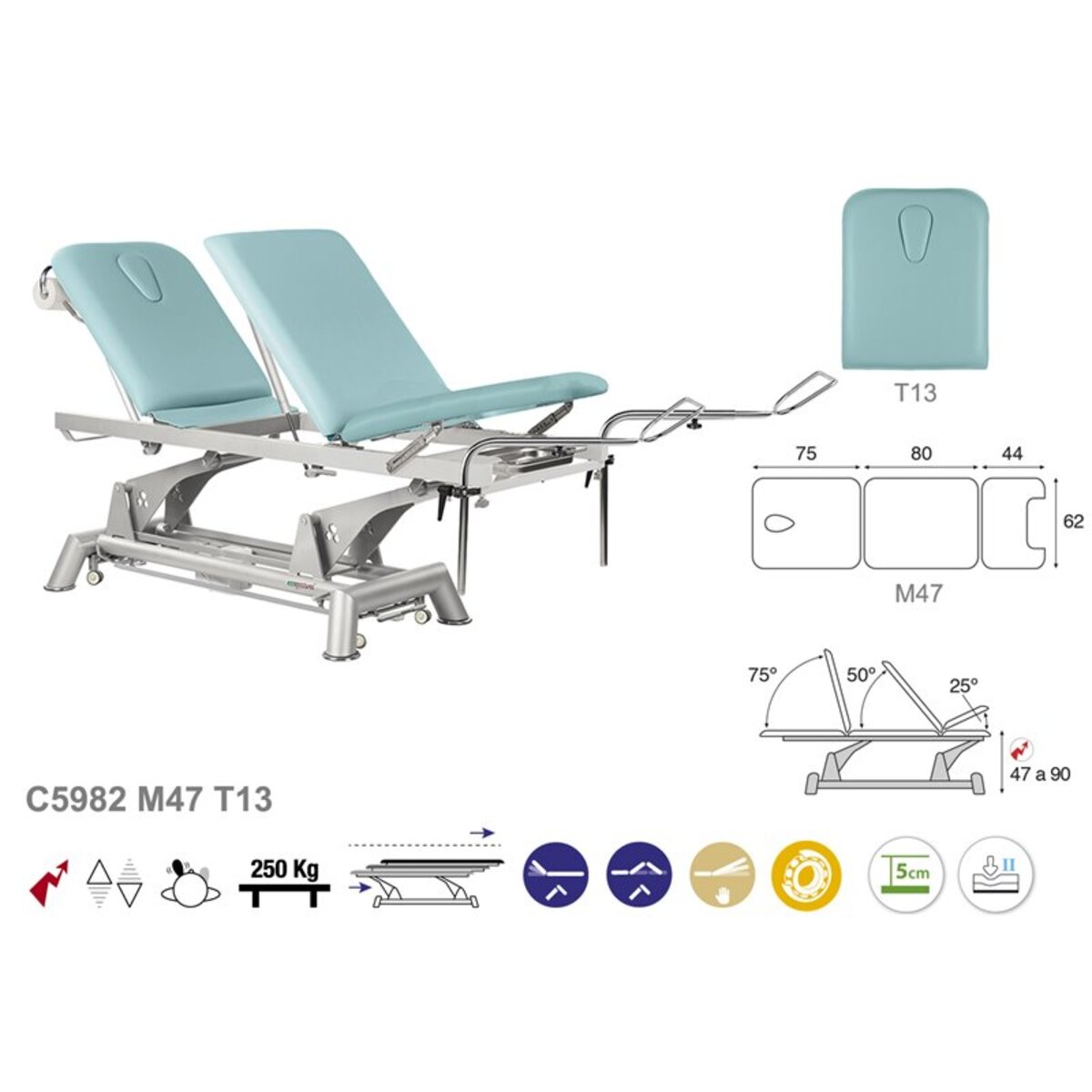 ASCC82 C5982C7982C5582C7582 Fauteuil gynecologique T13 62x200 serie C82 M03