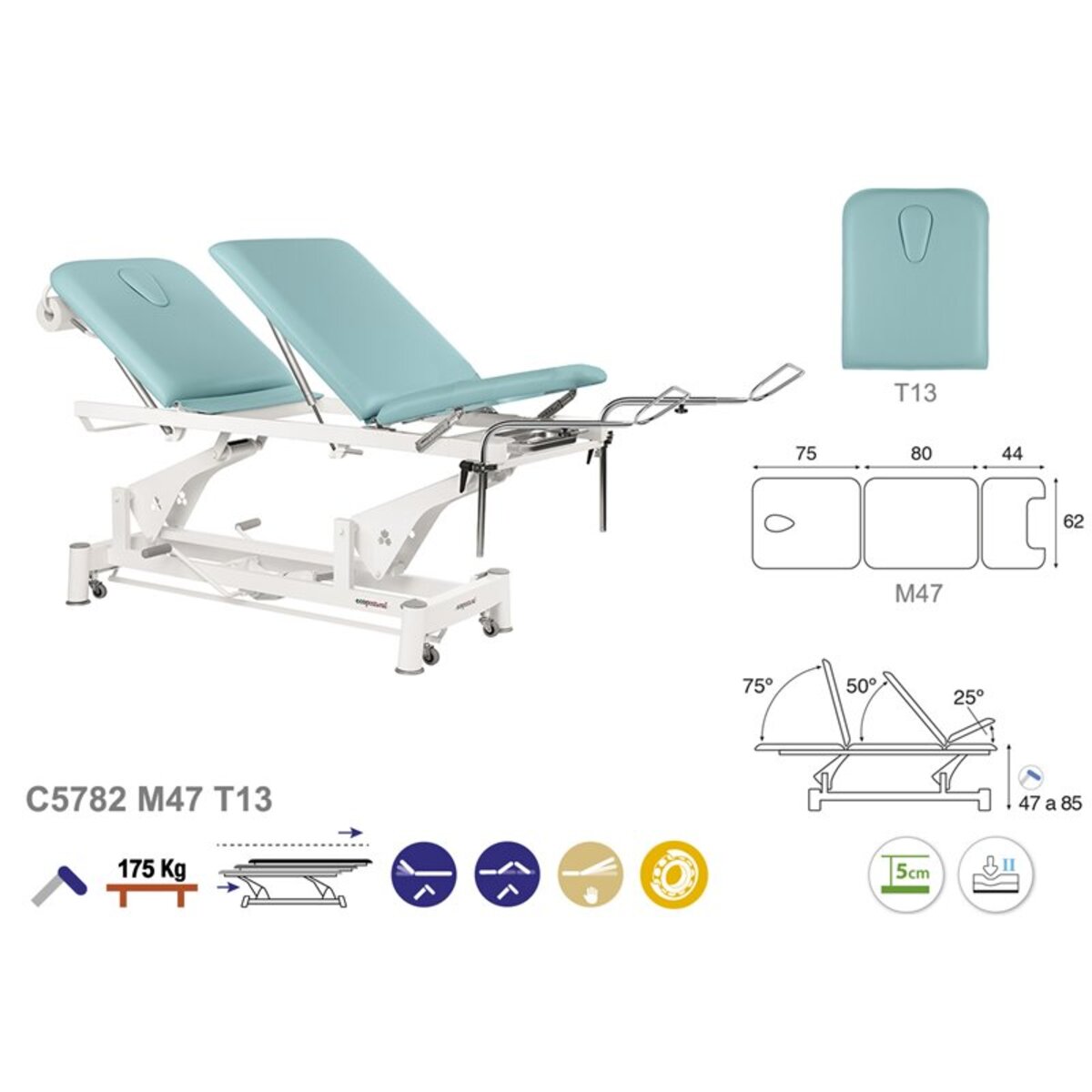 ASCC82 C5982C7982C5582C7582 Fauteuil gynecologique T13 62x200 serie C82 M08