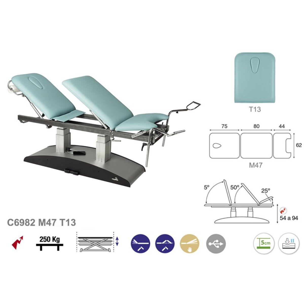 ASCC82 C5982C7982C5582C7582 Fauteuil gynecologique T13 62x200 serie C82 M09