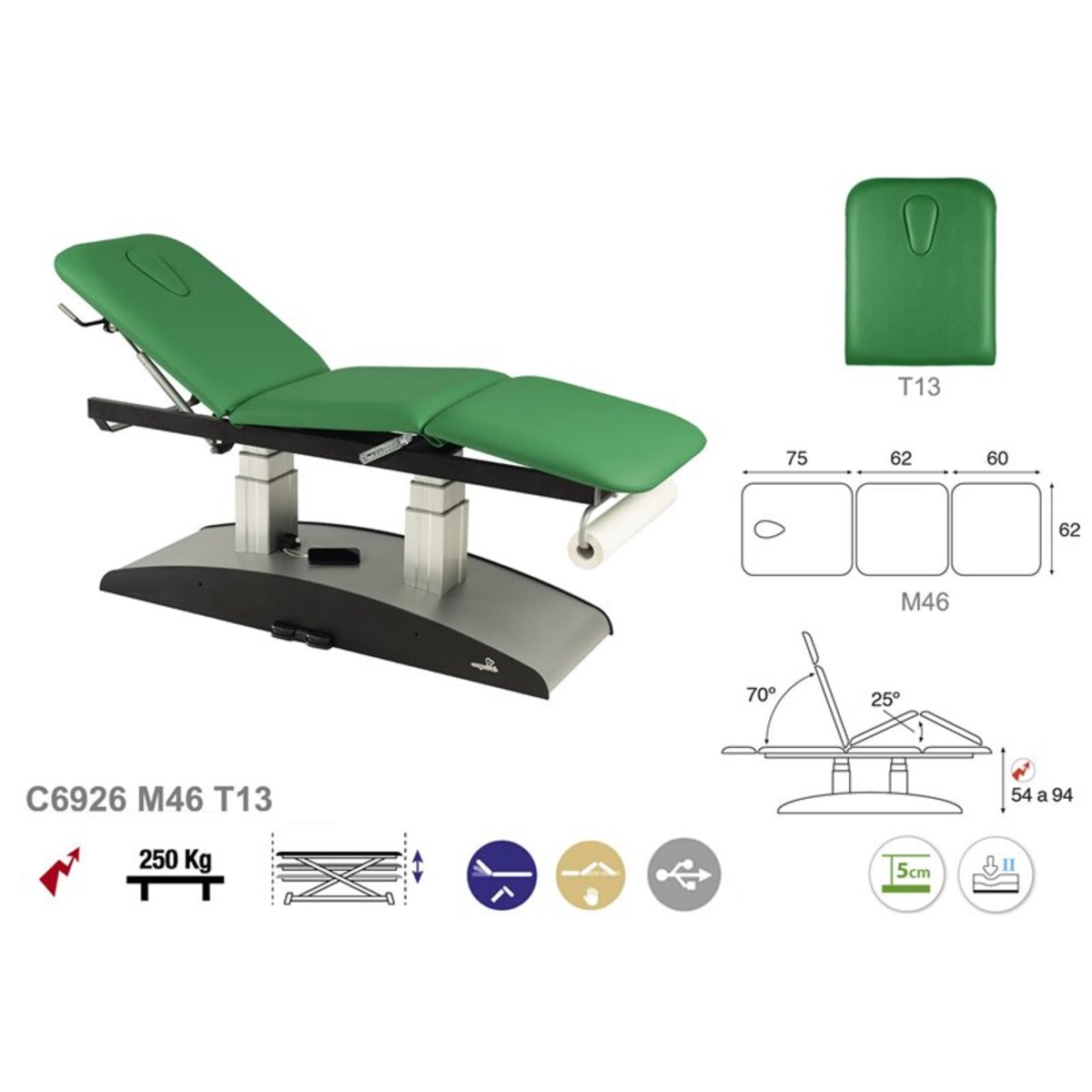 ASCC26 C5526C7526C7926C3525 Table electrique 3 plans T13 62x198 Serie C26 M08