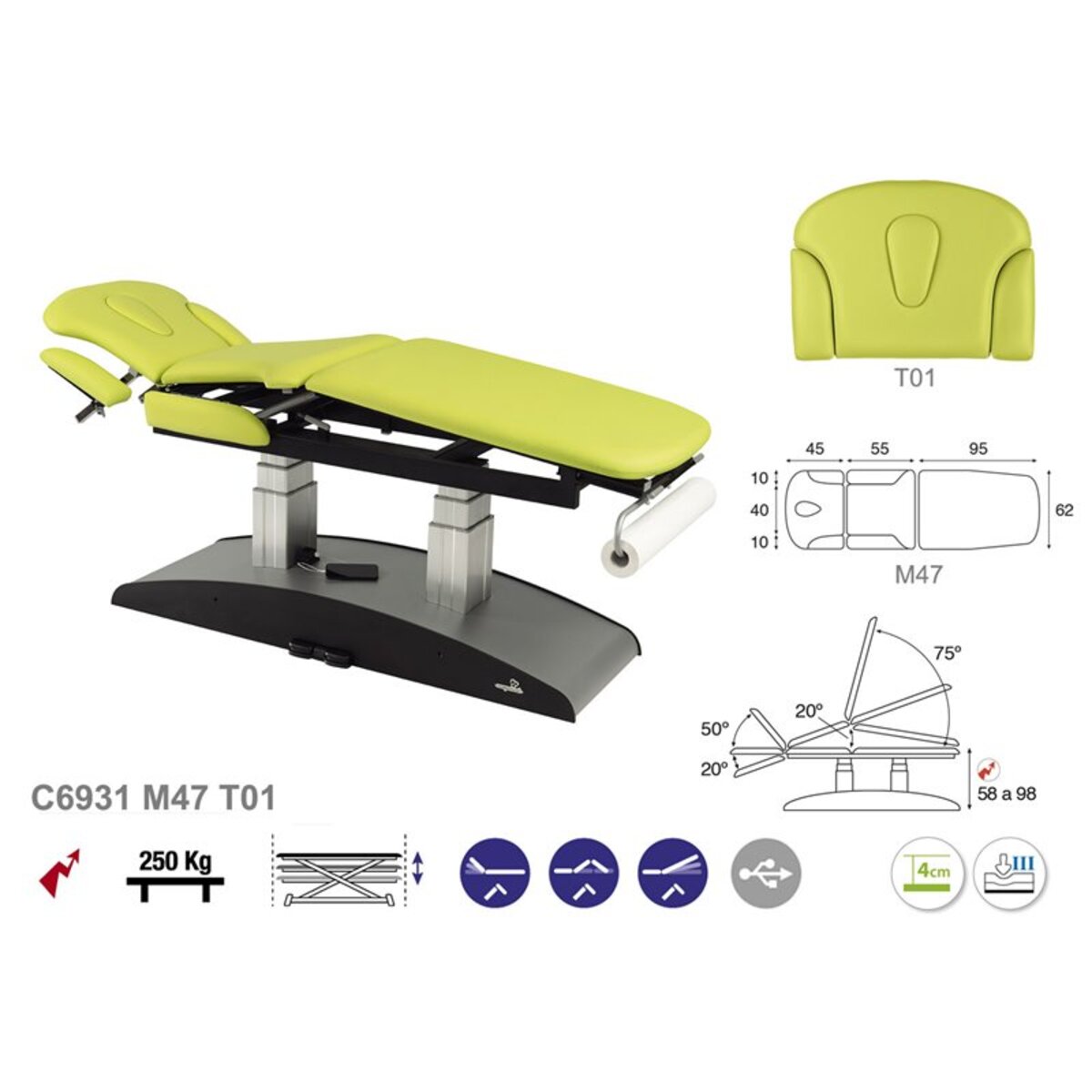 ASCC31 C5931C7931C5531C7531 Table electrique multifonction T01 62x200 serie C31 M09
