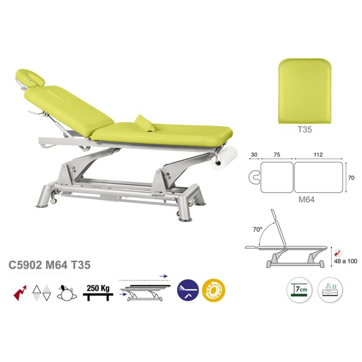 ASCC02 C5902C7902C5502C7502 Table electrique 2 plans T33 70x188 serie C02 M03