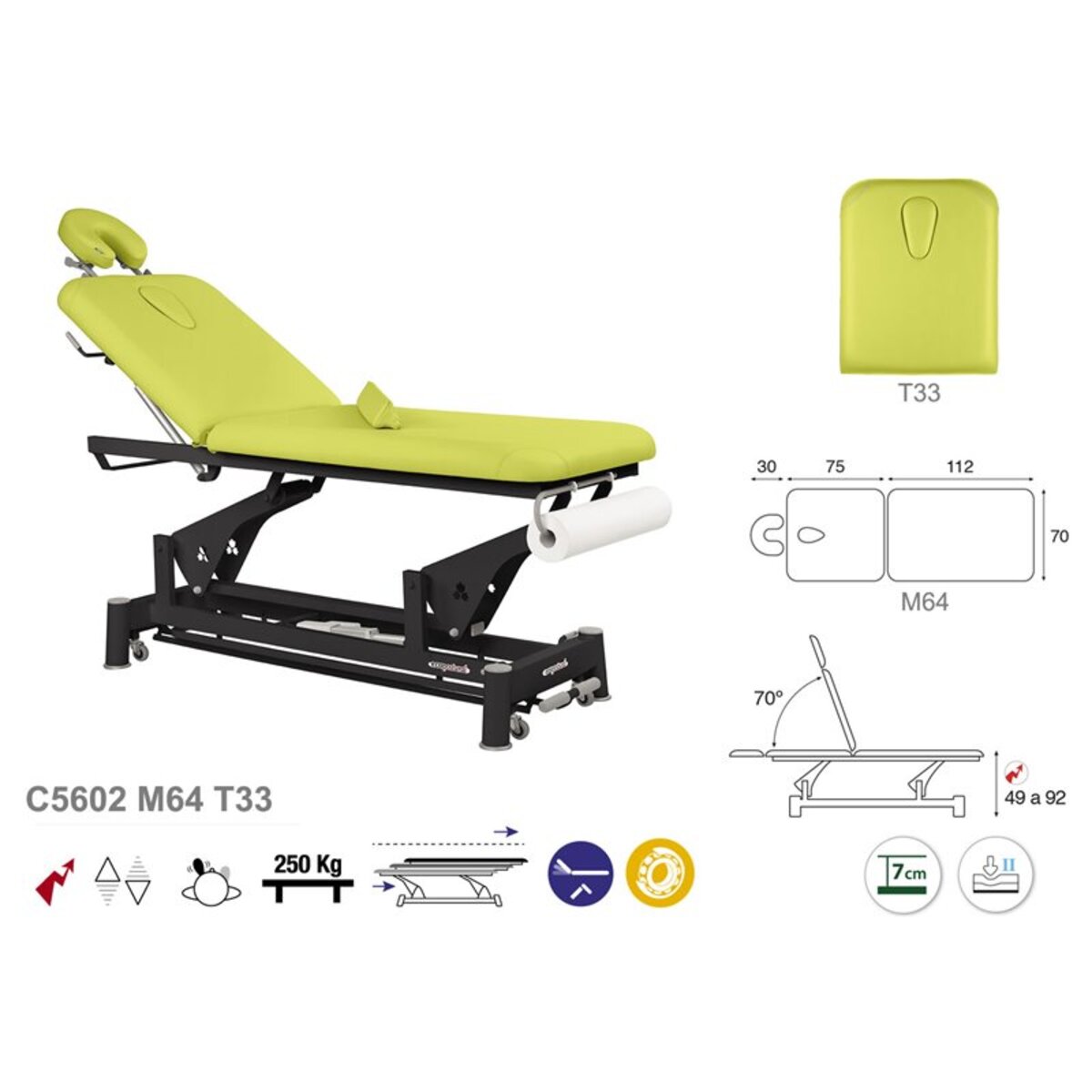 ASCC02 C5902C7902C5502C7502 Table electrique 2 plans T33 70x188 serie C02 M04
