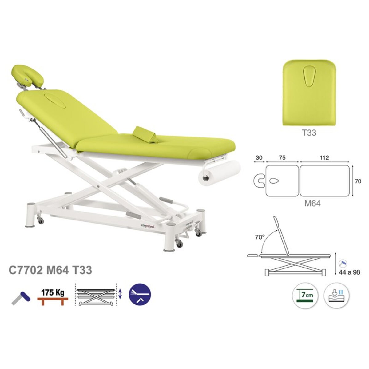 ASCC02 C5902C7902C5502C7502 Table electrique 2 plans T33 70x188 serie C02 M07