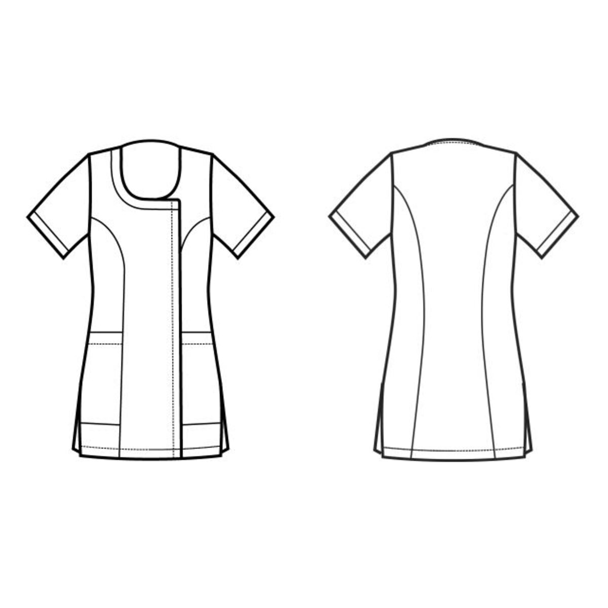 005421X Tunique 34 femme Delhi blanc et noir bouton pression M02