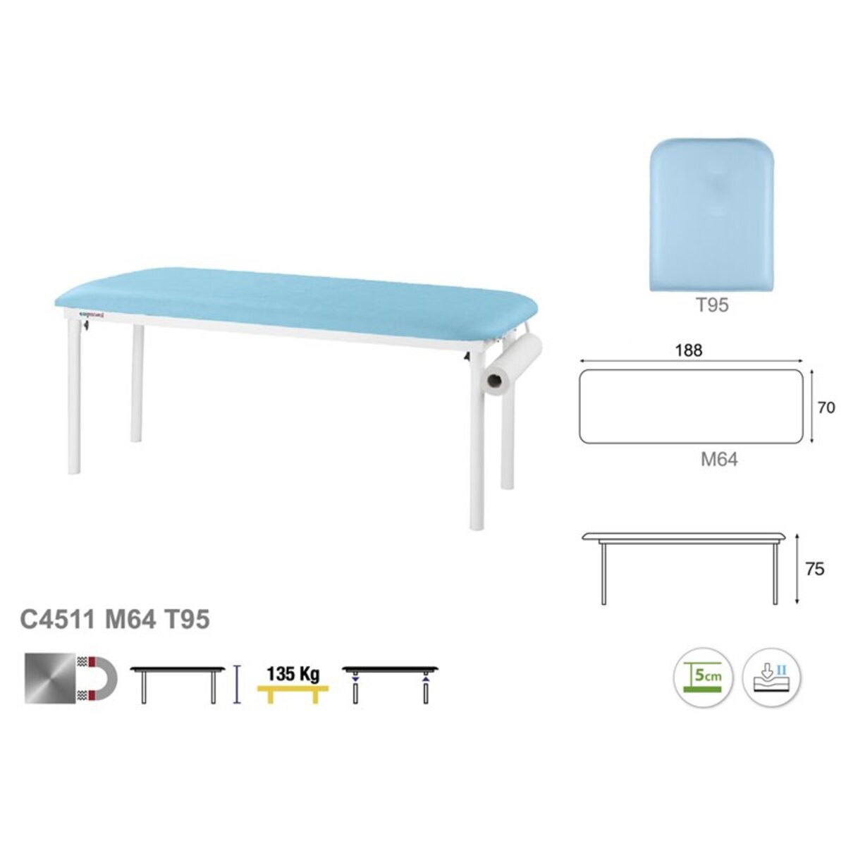 ASC-C45 (C4511, C4591) Table d'examen fixe 1 plan C45 Ecopostural M02