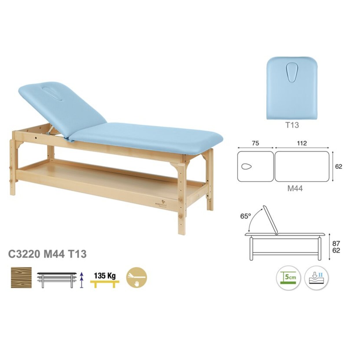 ASC-C32P2S (C3230W,C3290K,C3220,C3122) Table d'examen fixe 2 plans série C32 Ecopostural M04