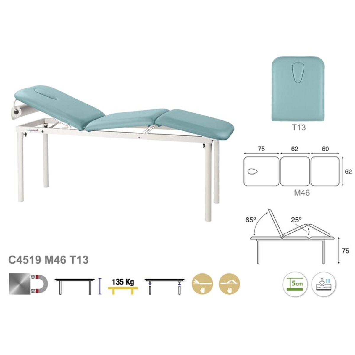 ASC-C4519 Table d'examen fixe 3 plans série C4519 Ecopostural M02