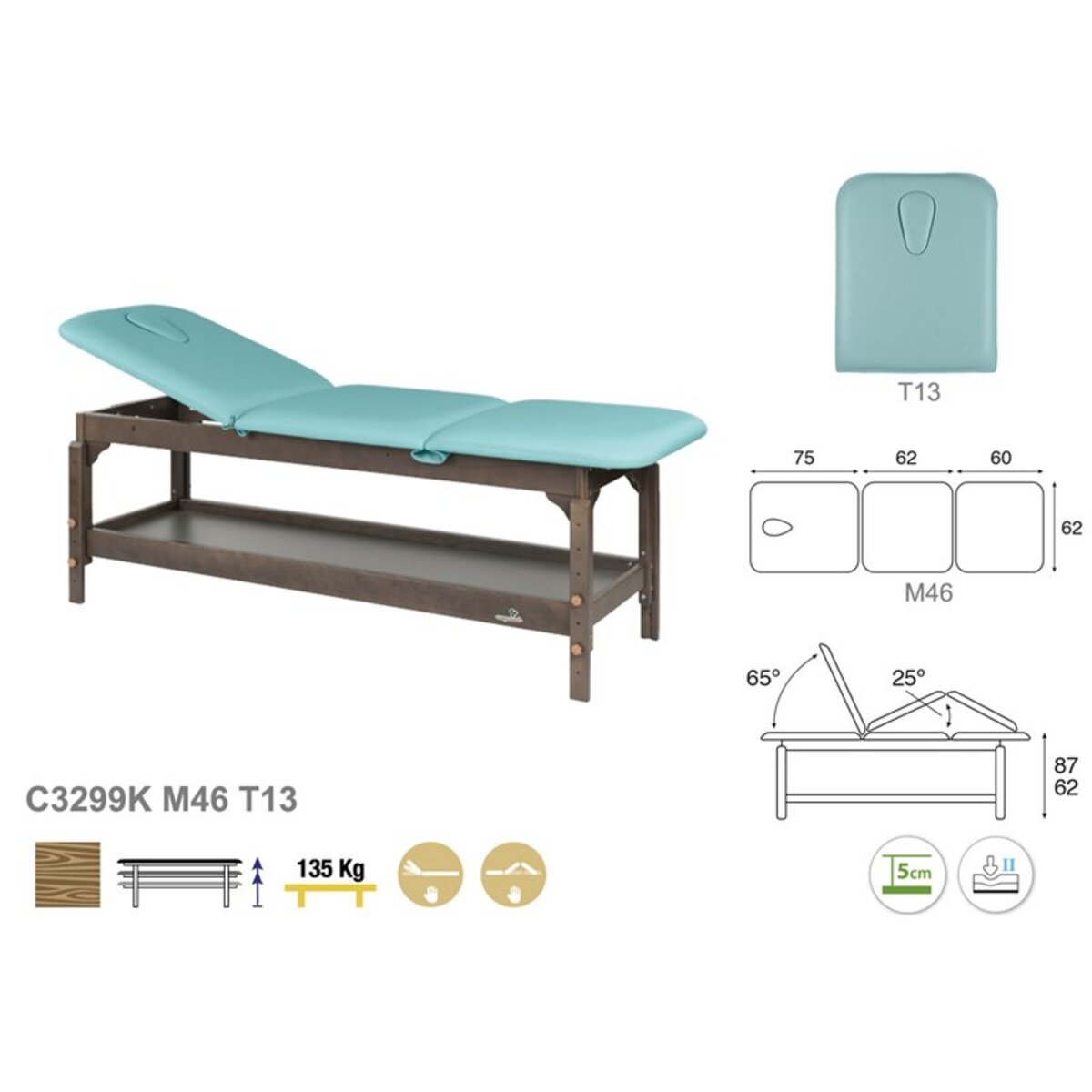 ASC-C32P3S (C3239W,C3299K,C3229,C3123) Table d'examen fixe 3 plans série C32 Ecopostural M03