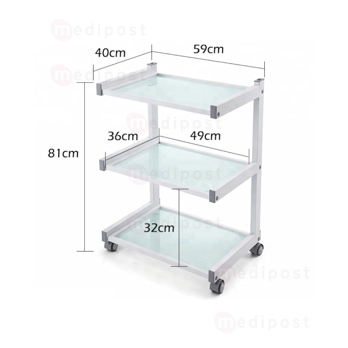 GUE358 Gueridon Aria 3 plateaux flottants en verre serie Mobipost M03