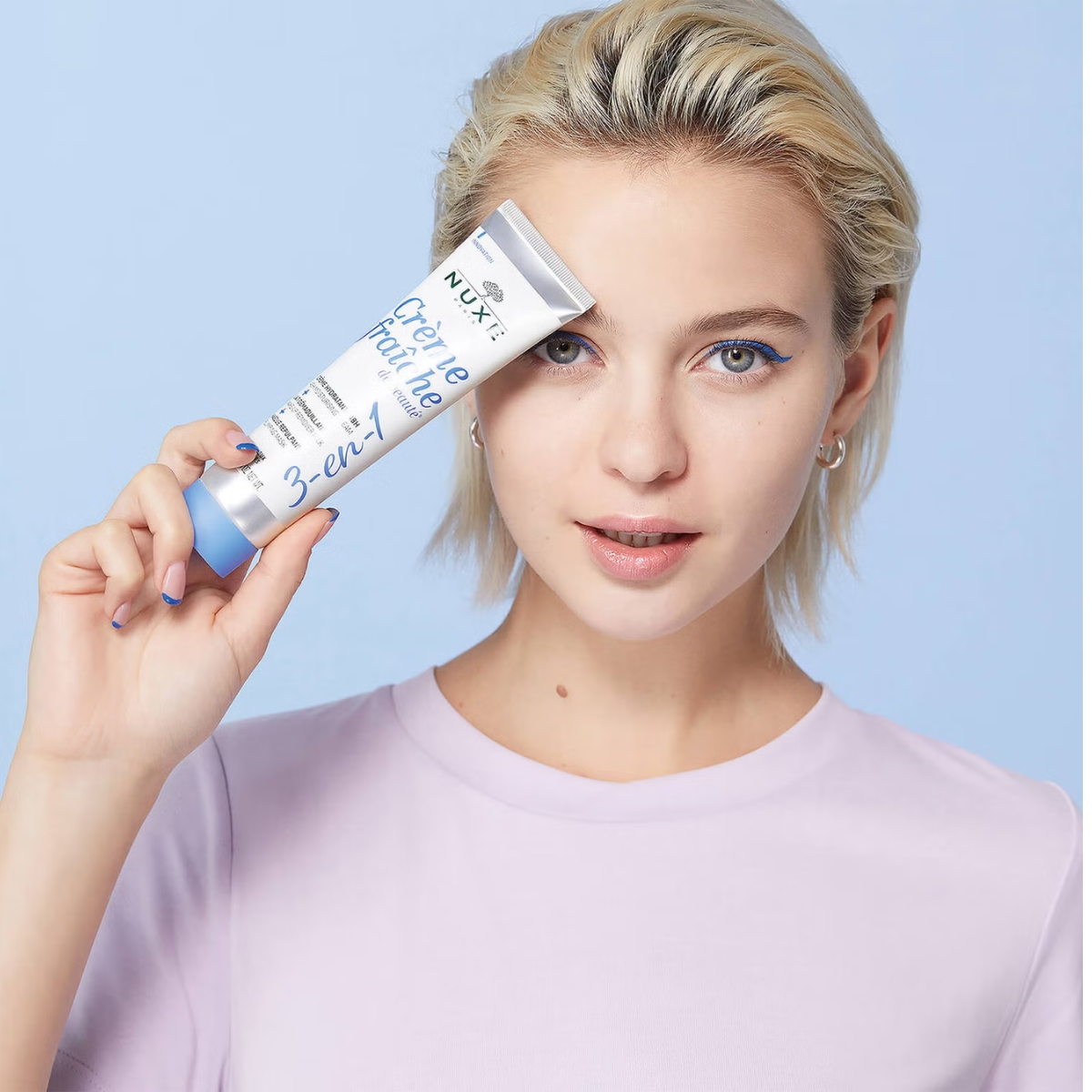 NUXE Crème fraîche de beauté® 3-en-1, Crème Hydratante 48h, Lait Démaquillant, Masque Repulpant 100ml M04