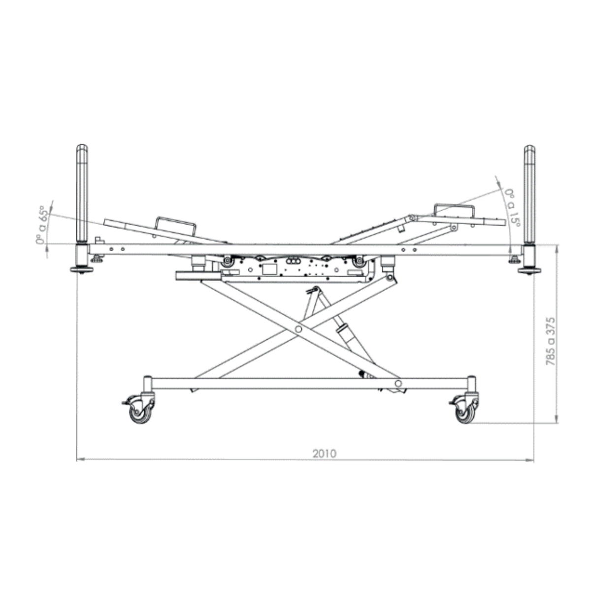 Lit hospitalier électrique HIGIA en ABS M05