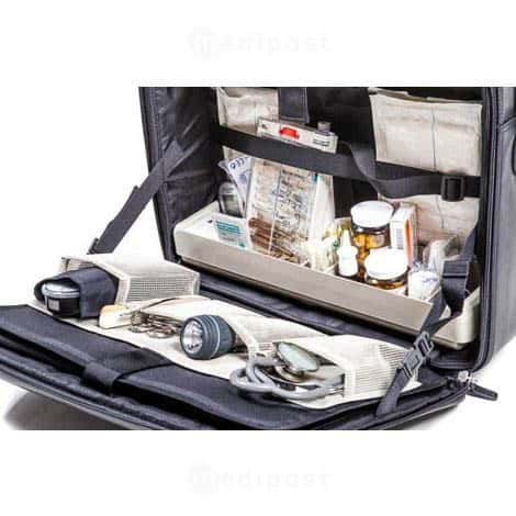 Mallette medicale cuir noir type trolley a roulettes Mobilo M02