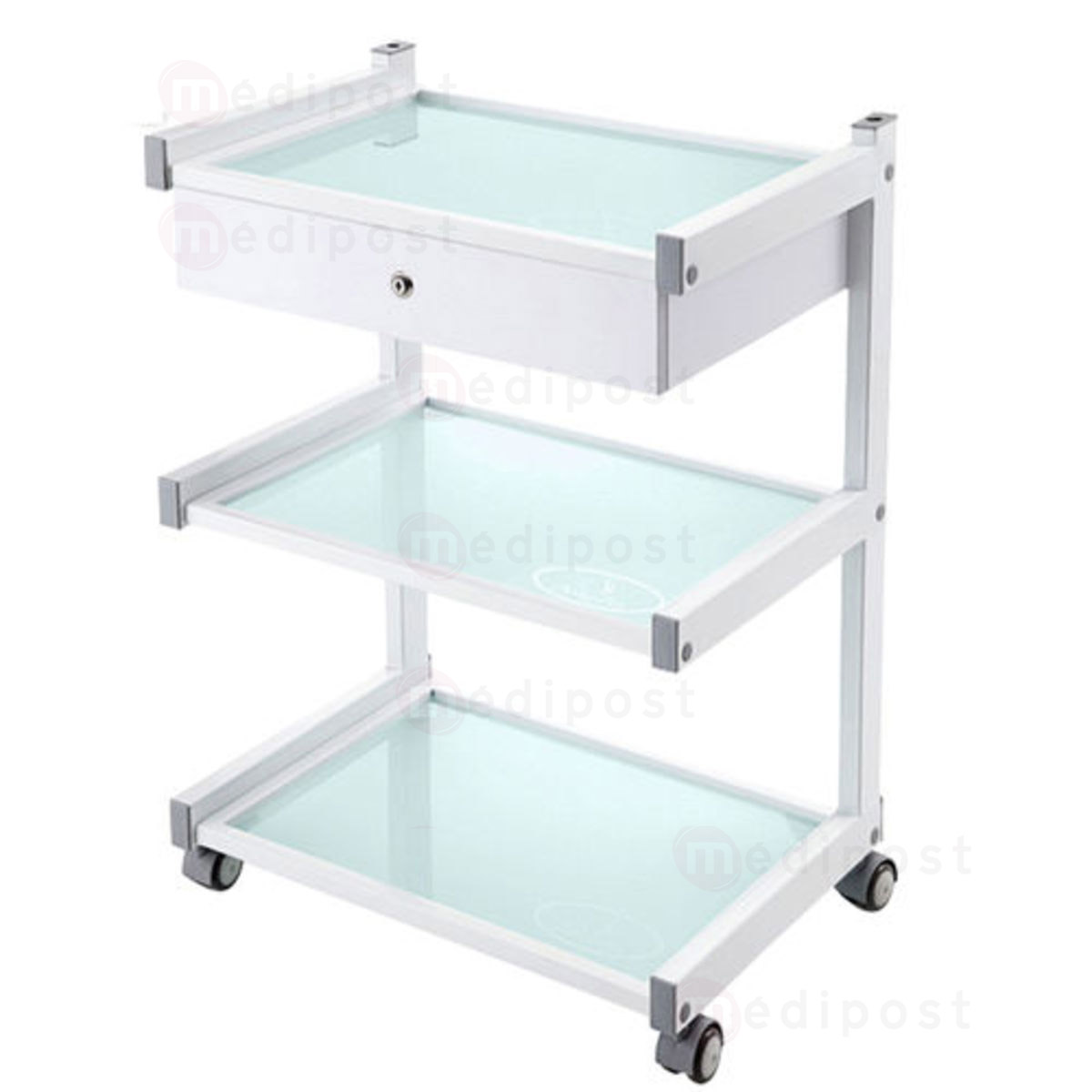 GUE458 Gueridon Trio 3 plateaux en verre serie Mobipost M02