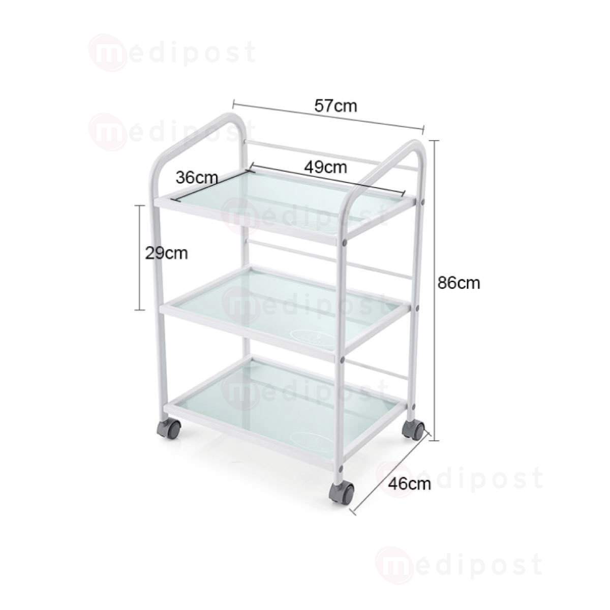 GUE458 Gueridon Trio 3 plateaux en verre serie Mobipost M03