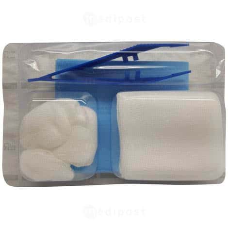Set à pansements : 5 tampons, 5 compresses, 1 pince, 1 champ LR