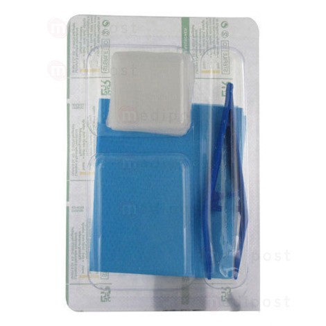 Set à pansements : 5 compresses, 1 pince, 1 champ LR