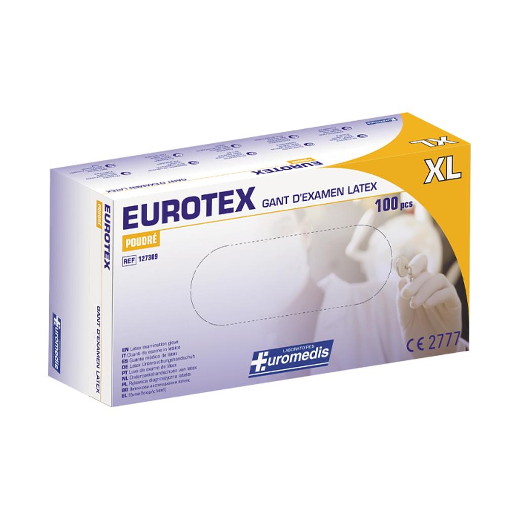 Gants d'examen EUROTEX latex poudrés