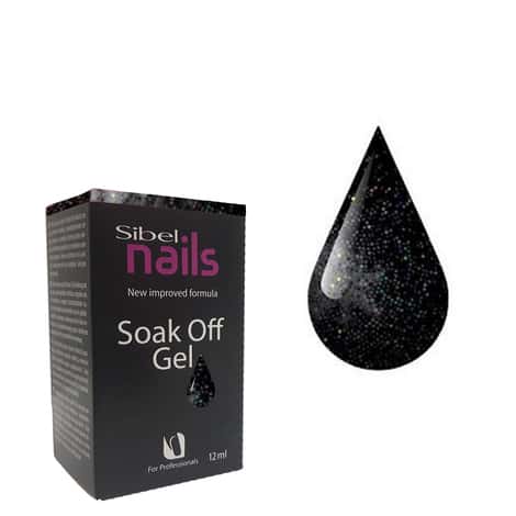 Soak-off vernis semi-permanent noir paillette