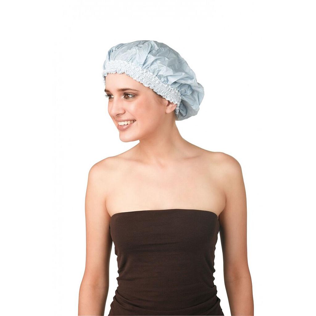 Plastic badmuts met grote blauwe rand