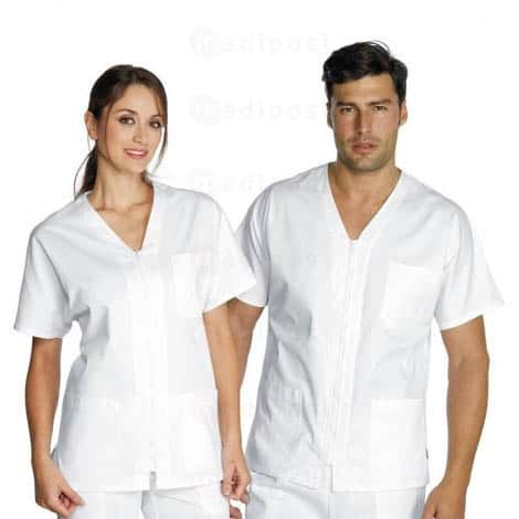 Milano wit gemêleerd medisch tuniek met ritssluiting