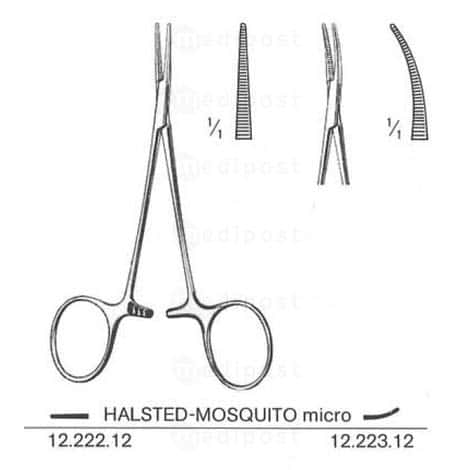 Halsted MICRO muggenhemostatische pincet, recht 12,5cm