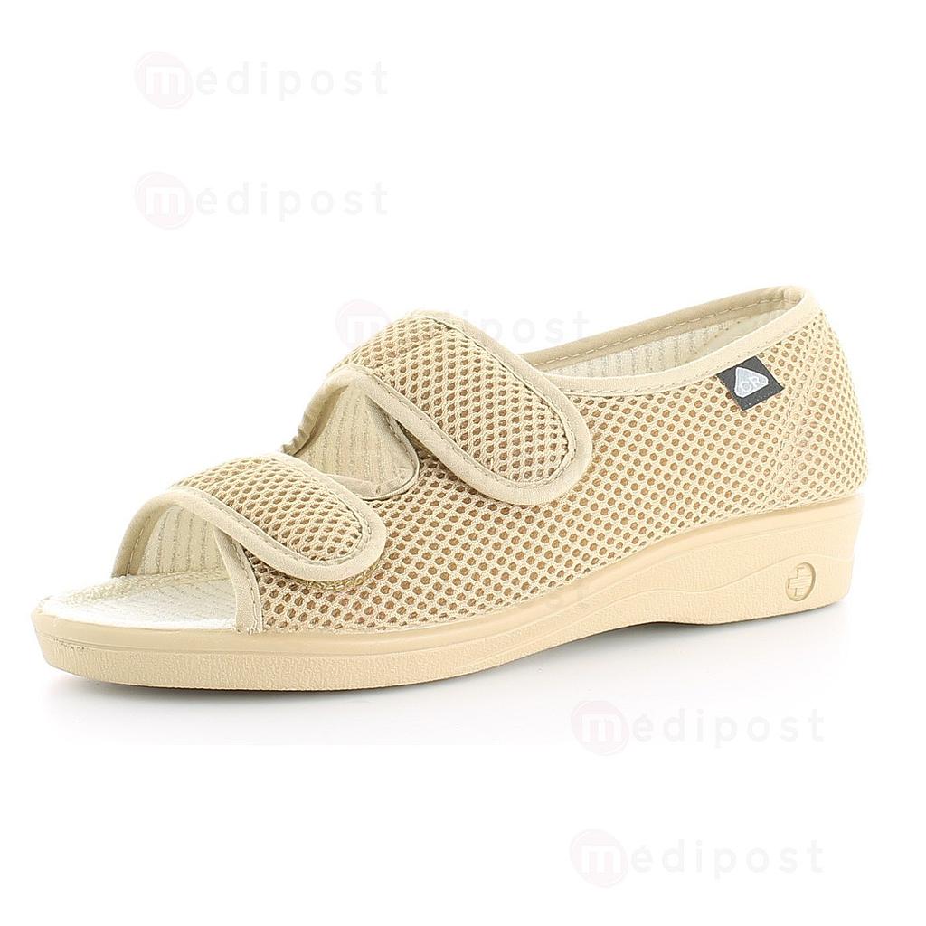 Sandales Diane New fermé beige au talon 2 velcros