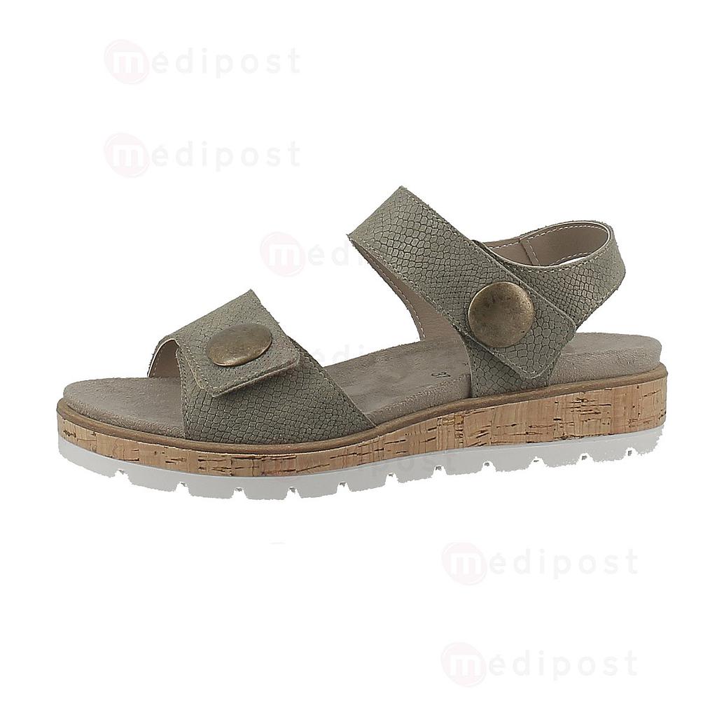 Sandale femme en cuir kaki fermeture 2 velcros