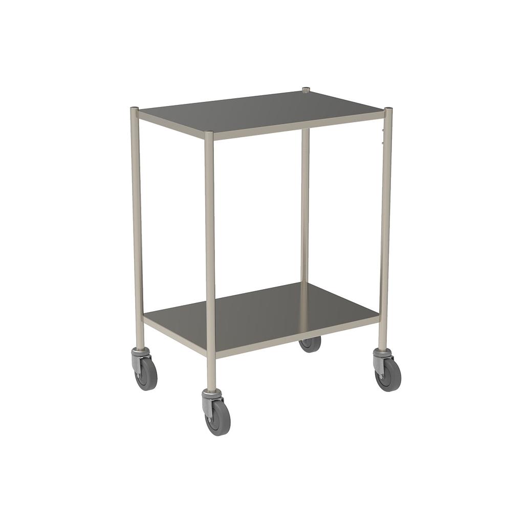 Guéridon inox bords tombes 2 plateaux avec roulettes