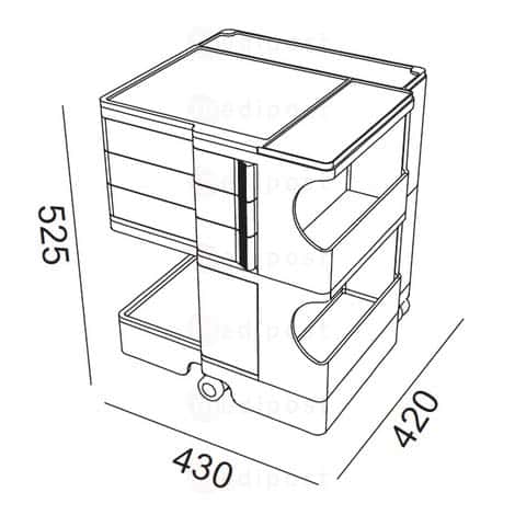 Boby trolley - 3 laden 6cm H52cm