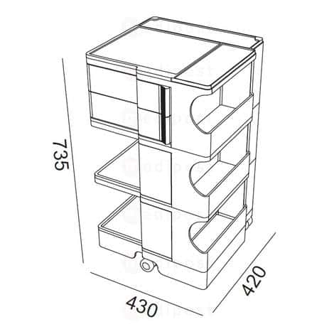 trolley Boby 2 laden 9cm H73cm