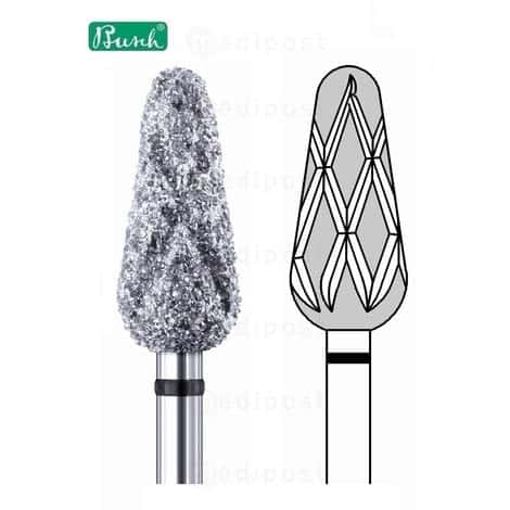 Diamant bur - "Flame" ø 6.5mm - super grove korrel met groef