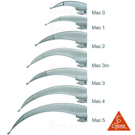 Lames laryngoscope fibre optique Heine inox Macintosh