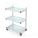 Aria instrument trolley met 3 zwevende glazen planken Mobipost serie