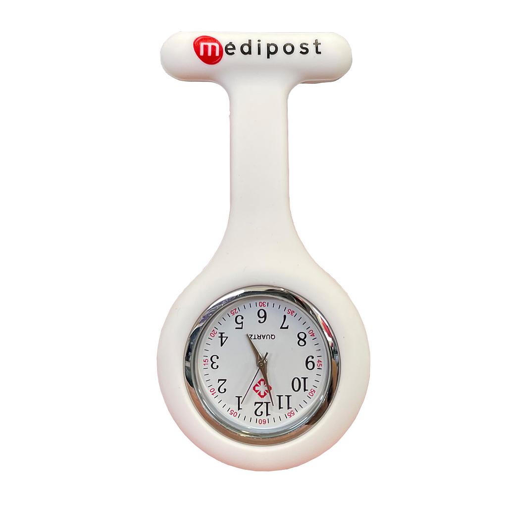 Montre à aiguilles blanche avec clip pour infirmière