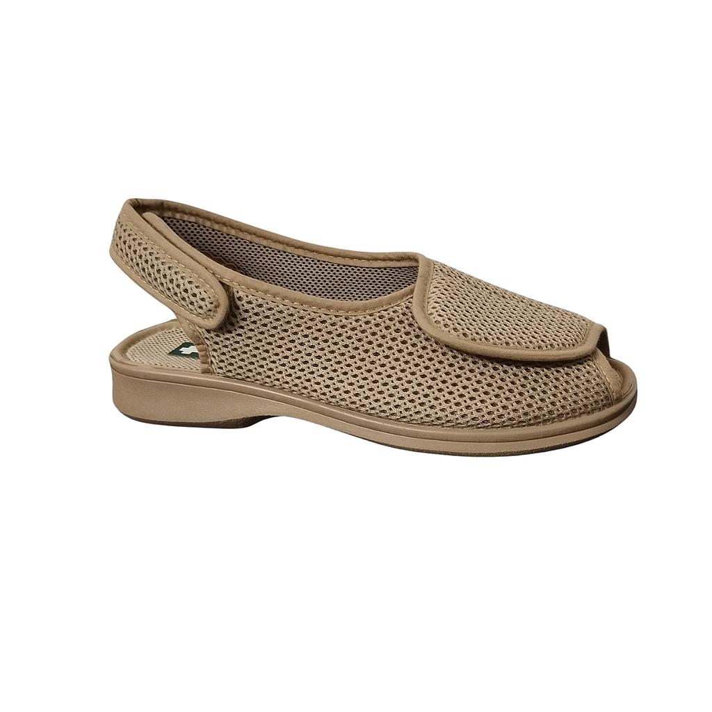 XL schoenen met open teen en 1 klittenband achterkant - Beige