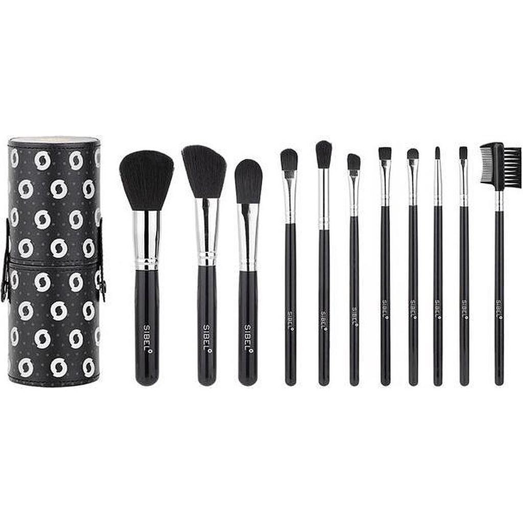 Set van 11 zwarte zwaan cosmetische penselen