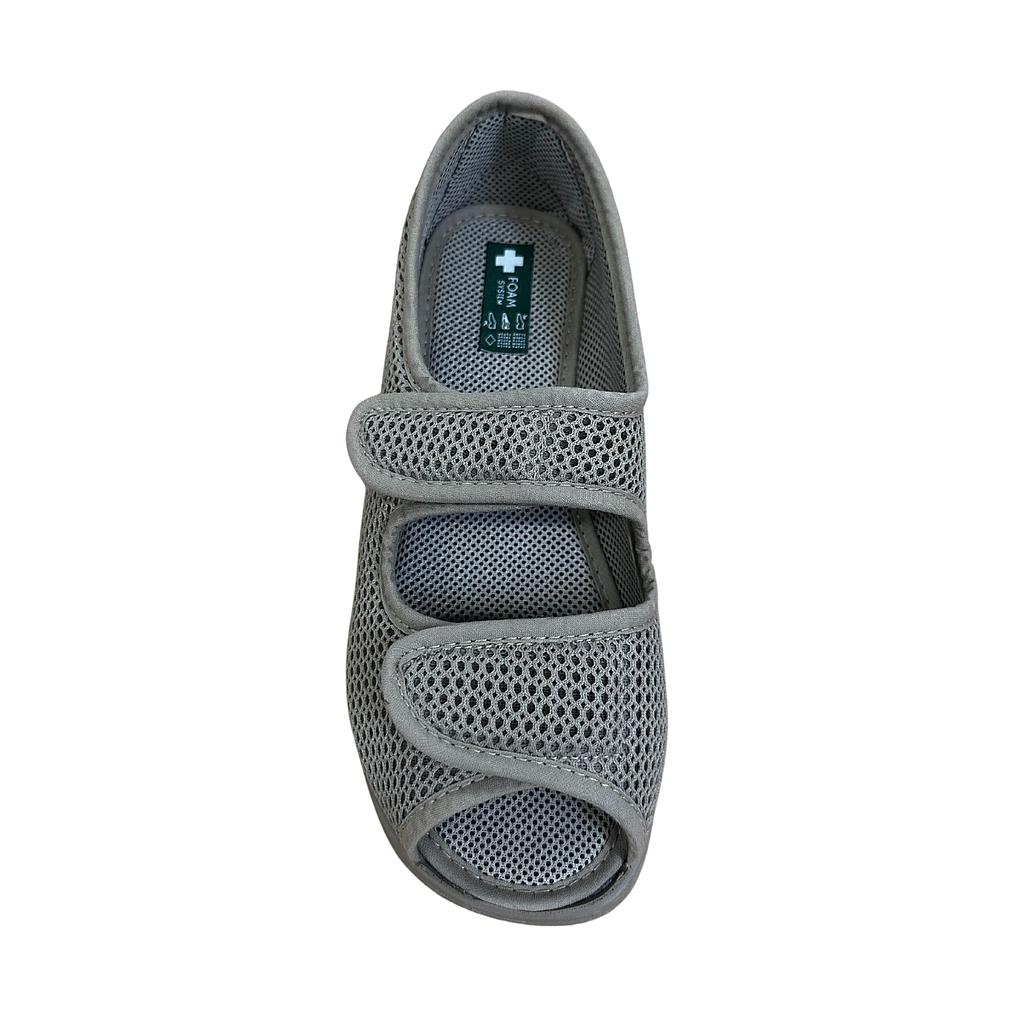 Damespantoffels met open teen 2 klittenbandsluitingen