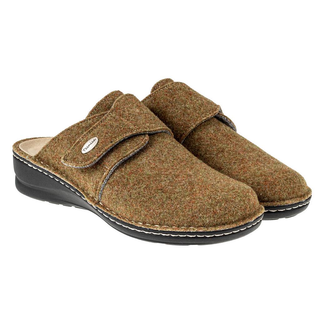 Pantoufles dame tecnica Gaia en laine - brun