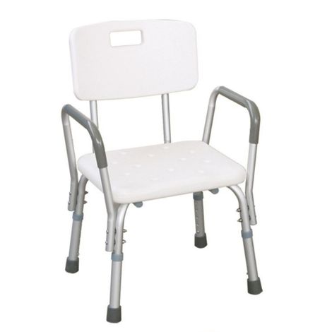 Douchestoel met rugleuning en in hoogte verstelbare armleuningen