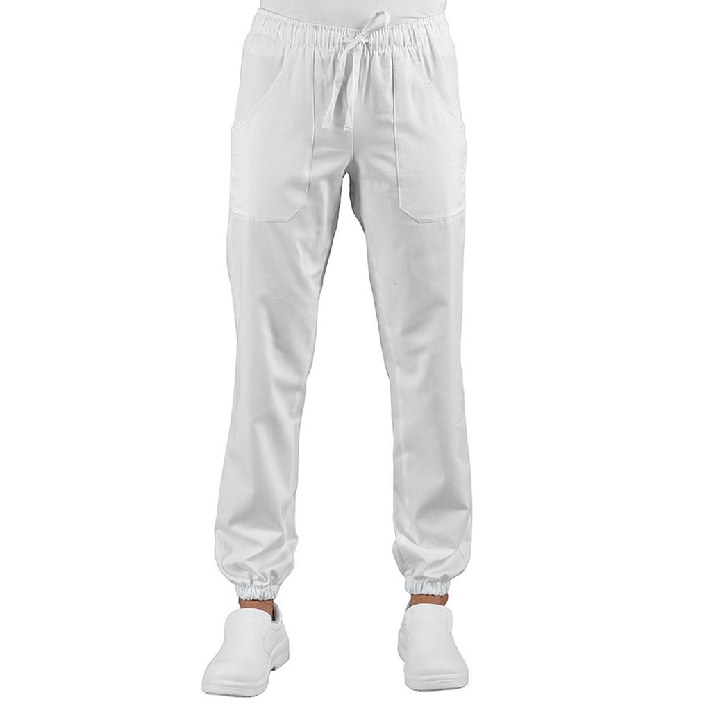 Witte broek met elastische tailleband en enkel - gemengd