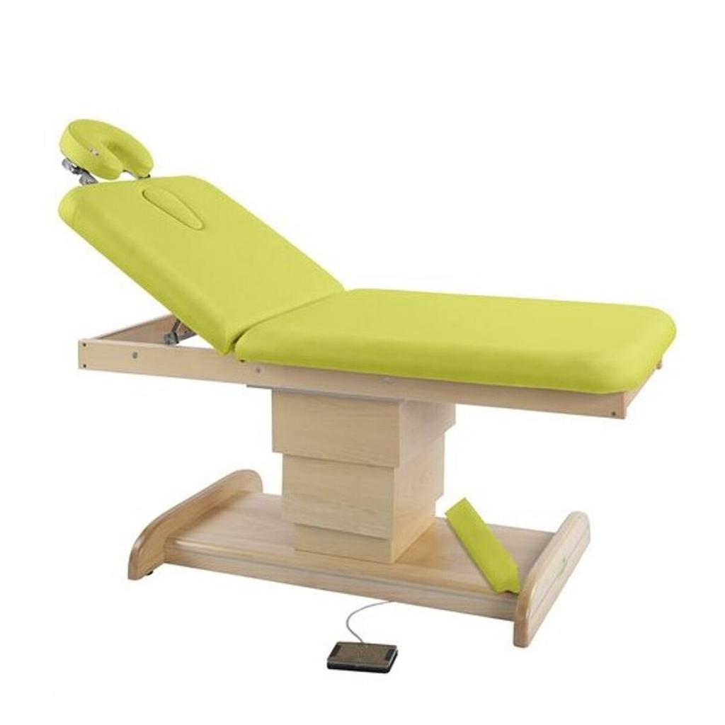 Table électrique piètement central bois naturel 1 Plan