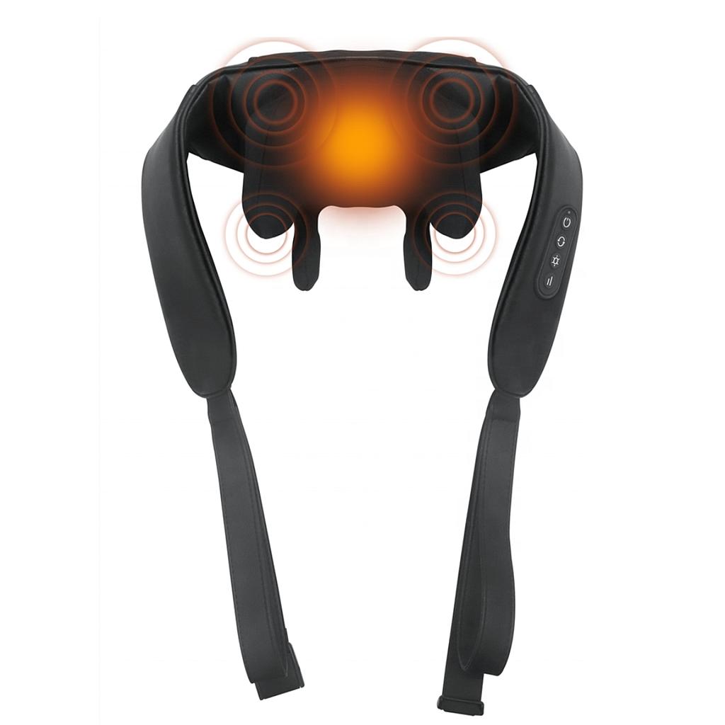 Coussin de massage noir/gris cou et épaule avec batterie