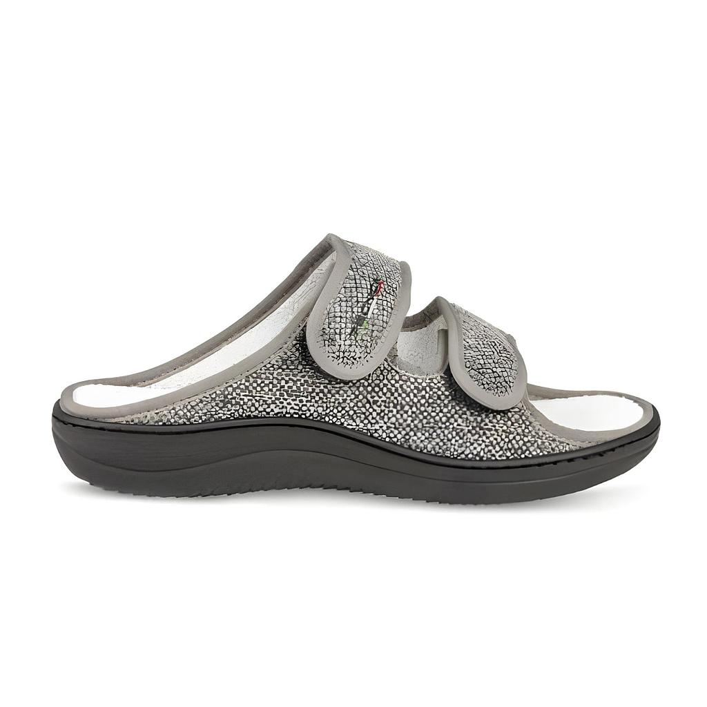 Pantoufles dame/homme Bamboo ouvertes arrière/avant 2 velcros gris