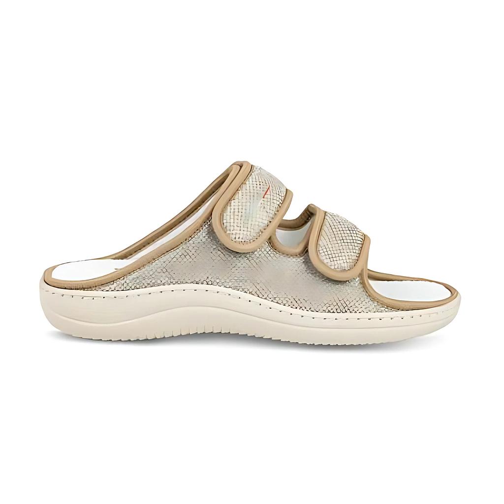 Unisex Bamboo slippers met open achterkant en 2 beige klittenbanden